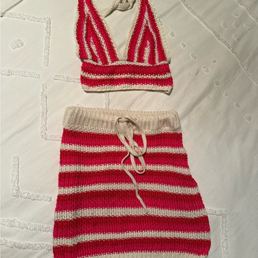 Fashion Nova Red and Cream Bra Intimates
